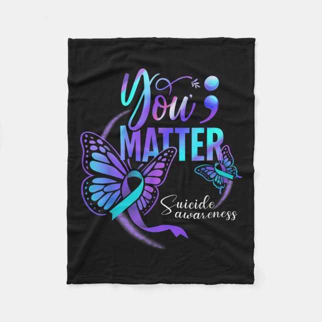 You Ribbon Butterfly Suicide Awareness Women Men  Fleece Blanket (Front)