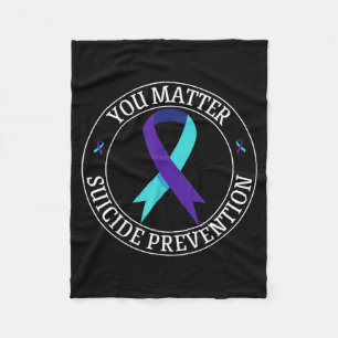 You Ribbon Teal &amp; Purple Suicide Prevention Aw Fleece Blanket