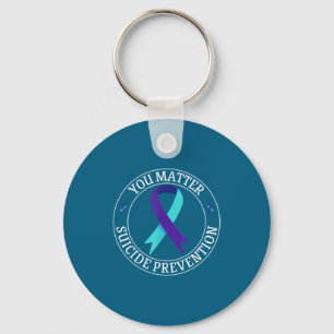 You Ribbon Teal &amp; Purple Suicide Prevention Aw Key Ring