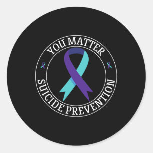You Ribbon Teal And Purple Suicide Prevention Awar Classic Round Sticker