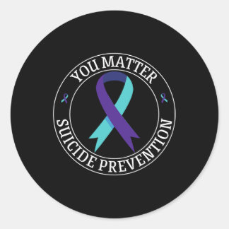 You Ribbon Teal And Purple Suicide Prevention Awar Classic Round Sticker