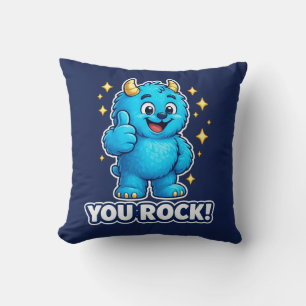 You Rock Blue Monster Navy Gold Superstar Cushion