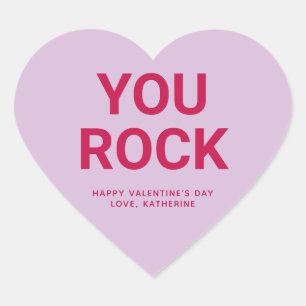 You rock cute Valentine's Day custom conversation Heart Sticker
