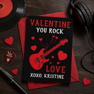 You Rock Electric Guitar Kids Valentines Day Note Holiday Card