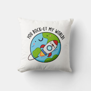 You Rock-et My World Funny Rocket Pun Cushion