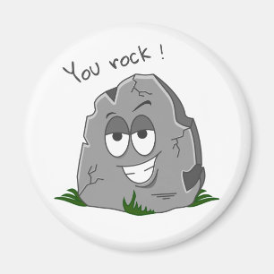 You Rock! Funny Gray Cartoon Stone Magnet