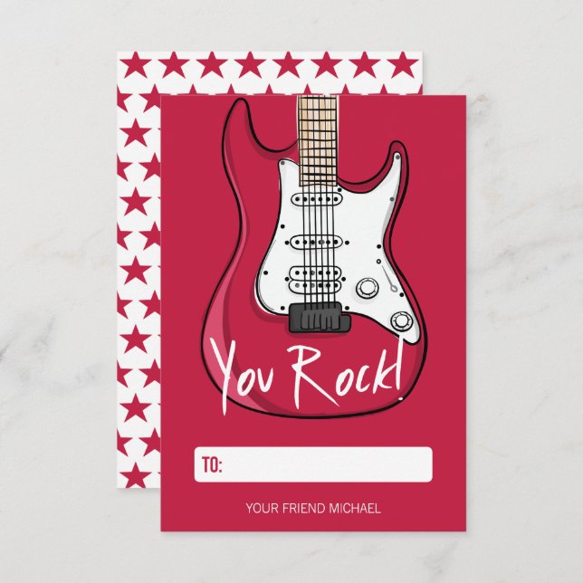 You Rock Kids Classroom Valentine Card (Front/Back)