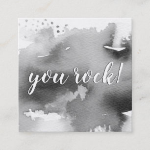 YOU ROCK modern hand lettered script black Square Business Card