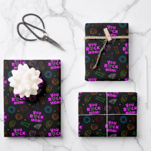 You Rock Mum Gemstone Pattern Wrapping Paper Sheet