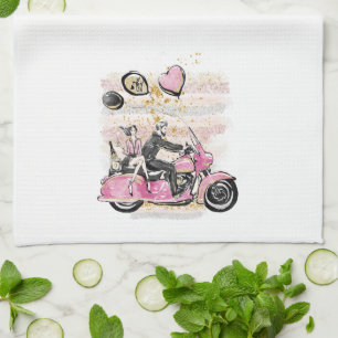 You Rock My World   Couple Motorcycle Sublimation Tea Towel