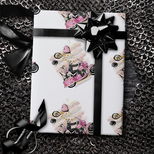 You Rock My World | Couple Motorcycle Sublimation Wrapping Paper (Creator Uploaded)