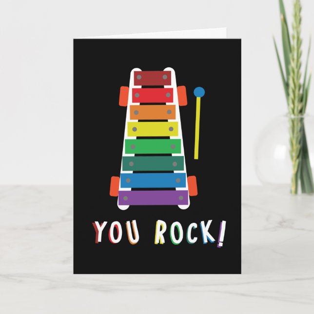 You Rock Rainbow Xylophone Congratulations Card (Front)