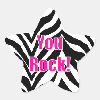 You Rock! Zebra Print Star Sticker