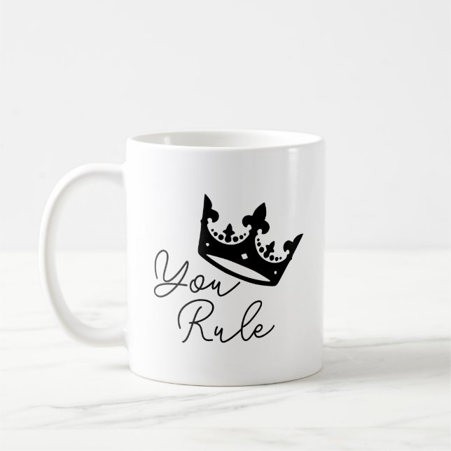You Rule Crown Personalised valentines Gift Coffee Mug (Left)