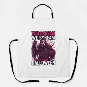 You Scream We Halloween Ghostface Bloody Knife Apron
