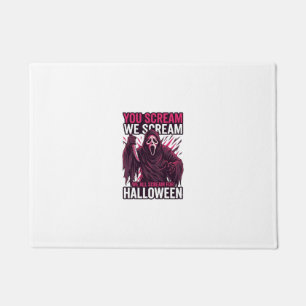 You Scream We Halloween Ghostface Bloody Knife Doormat