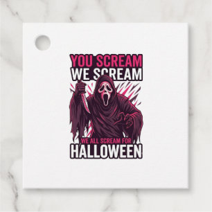You Scream We Halloween Ghostface Bloody Knife Favour Tags