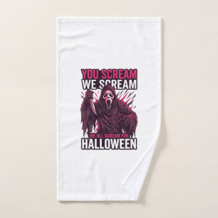 You Scream We Halloween Ghostface Bloody Knife Hand Towel