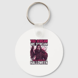 You Scream We Halloween Ghostface Bloody Knife Key Ring