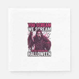 You Scream We Halloween Ghostface Bloody Knife Napkin