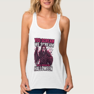 You Scream We Halloween Ghostface Bloody Knife Singlet