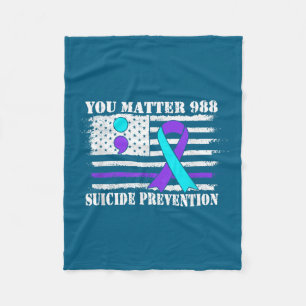 You Semi Colon 988 Suicide Prevention Awareness  Fleece Blanket