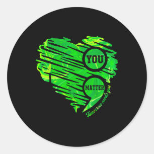 You Semicolon Heart Mental Health Awareness Women  Classic Round Sticker