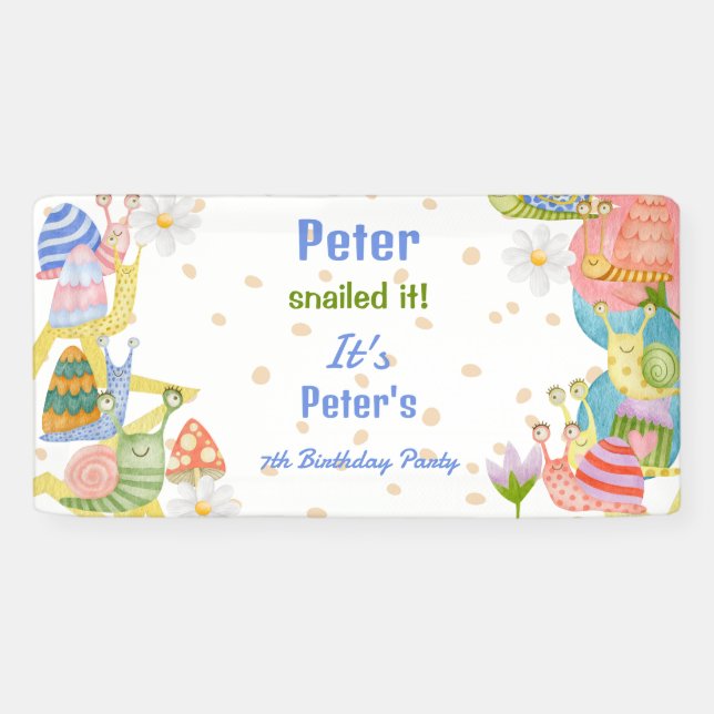 You snailed it! watercolor snail birthday banner (Horizontal)