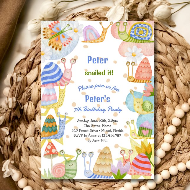 You snailed it! watercolor snail birthday invitation (Creator Uploaded)