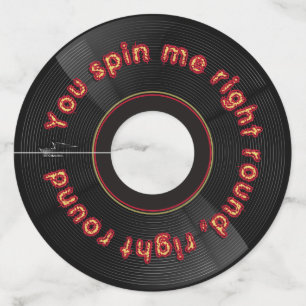 "You Spin Me" Retro Vinyl Music Coaster Wine Glass Tag