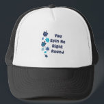 You Spin Me Right Round Trucker Hat<br><div class="desc">Enjoy this fun Jewish tradition this Hanukkah. Play this Dreidel with your family designed by Embroidery patterns!</div>
