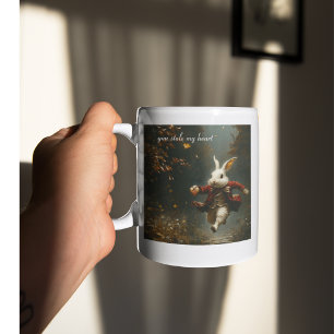 You stole my heart, the heart thief bunny coffee mug