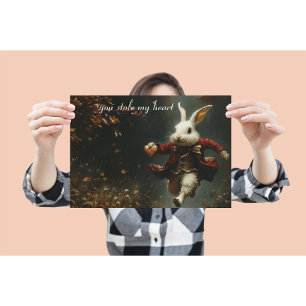 You stole my heart, the heart thief bunny photo print