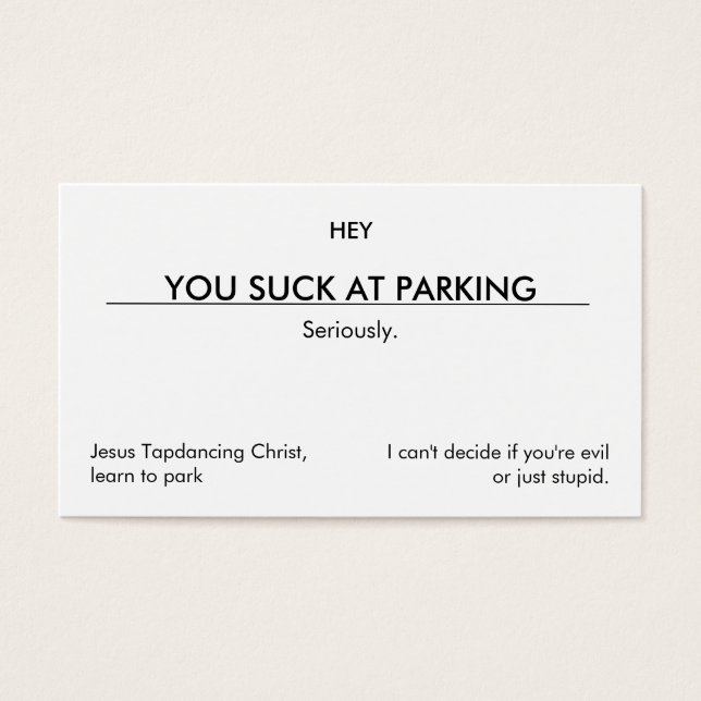 You suck at parking. (clean customisable version) (Front)