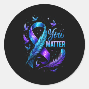 You Suicide Awareness Ribbon Butterfly For Women M Classic Round Sticker