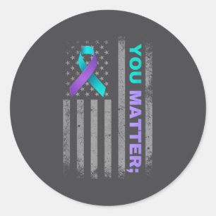 You Suicide Prevention Awareness American Flag Rib Classic Round Sticker