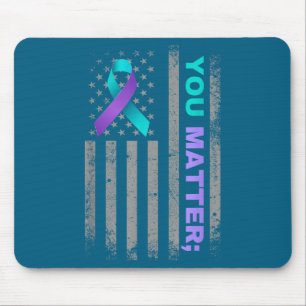 You Suicide Prevention Awareness American Flag Rib Mouse Pad
