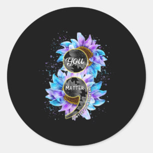 You Suicide Prevention Awareness Semicolon Sunflow Classic Round Sticker