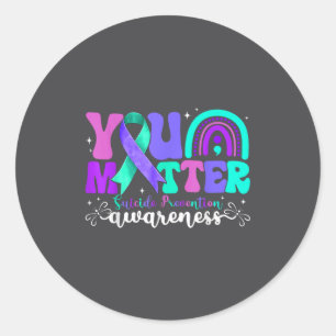 You Suicide Prevention Awareness Teal & Purple Classic Round Sticker
