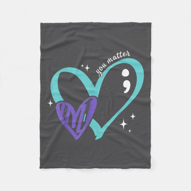 You Suicide Prevention Awareness Teal &amp; Purple Fleece Blanket (Front)