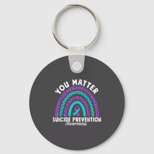 You Suicide Prevention Awareness Teal &amp; Purple Key Ring