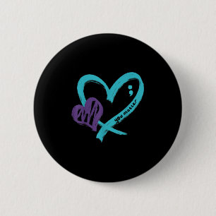 You Suicide Prevention Awareness Teal Purple Heart 6 Cm Round Badge