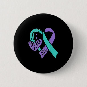You Suicide Prevention Awareness Teal Purple Heart 6 Cm Round Badge