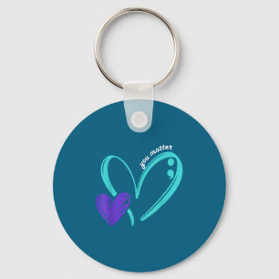 You Suicide Prevention Awareness Teal Purple Heart Key Ring