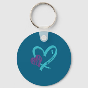 You Suicide Prevention Awareness Teal Purple Heart Key Ring