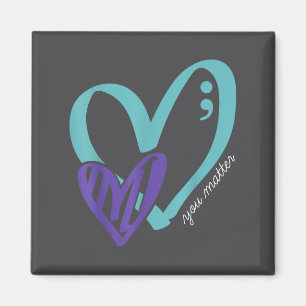 You Suicide Prevention Awareness Teal Purple Heart Magnet