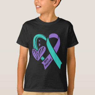 You Suicide Prevention Awareness Teal Purple Heart T-Shirt