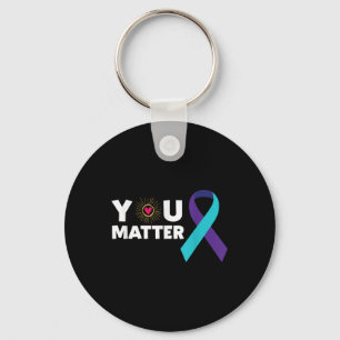 You Suicide Prevention Awareness Teal Purple Ribbo Key Ring