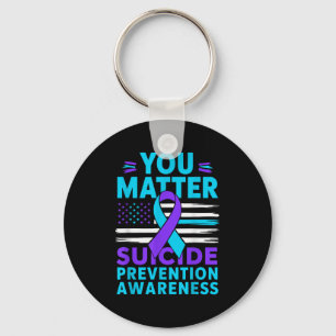 You Suicide Prevention Awareness Teal Purple Ribbo Key Ring