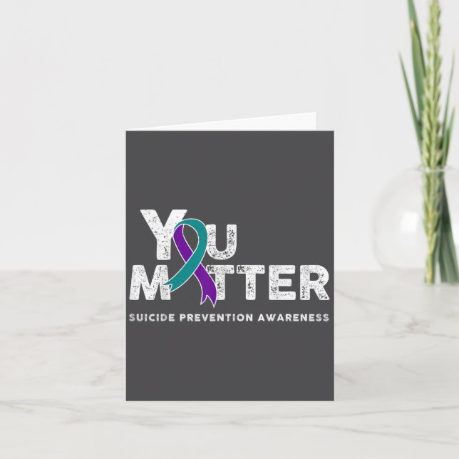 You Suicide Prevention Month Gift Teal Purple Ribb Card (Front)